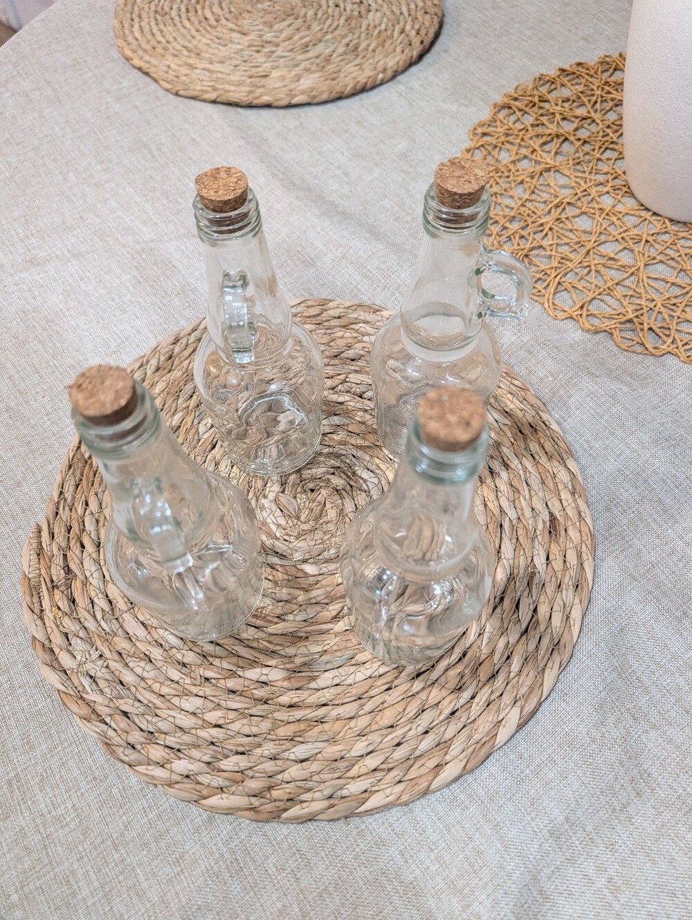 Clear Glass Oil & Vinegar Cruet Set with Cork Stoppers - Clear